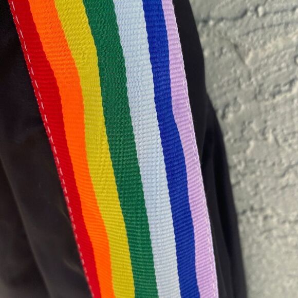 FOREVER 21 Mens Size M PRIDE Black Track Hooded Jacket - Picture 6 of 8